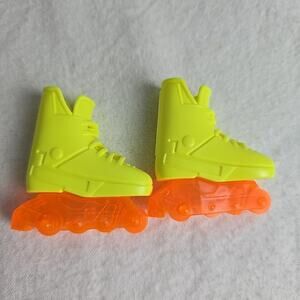 Mattel Ken Rollerblades‎ Inline Skates Neon Yellow Orange VTG 90s Barbie